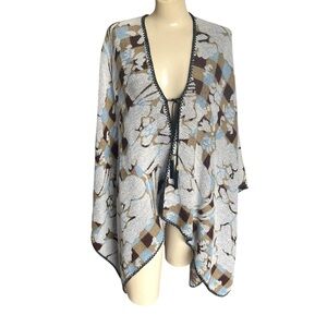Marc New York Western Wrap Poncho Womens One Size Multicolor Floral Cape